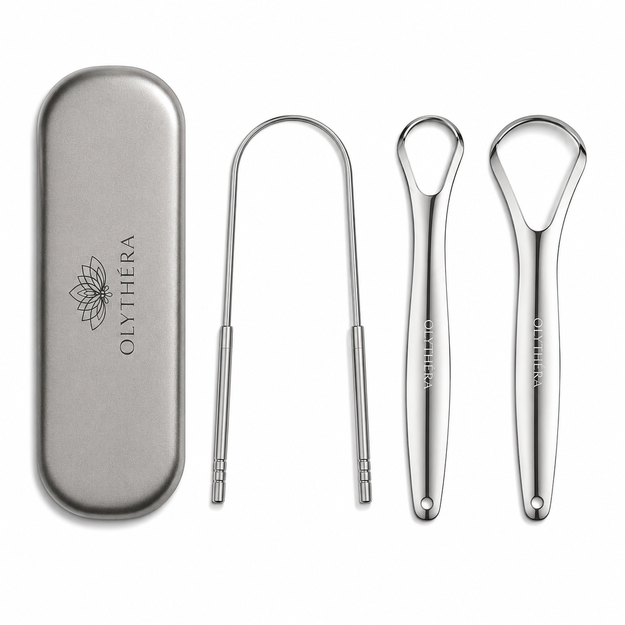 OLYTHÉRA – Trio de gratte-langues Stainless Steel